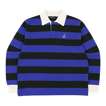 Stripe Open Collar Knit