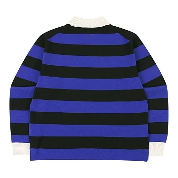 Stripe Open Collar Knit