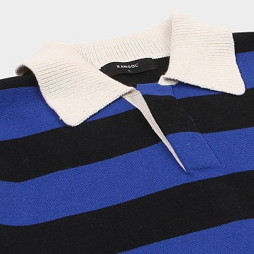 Stripe Open Collar Knit