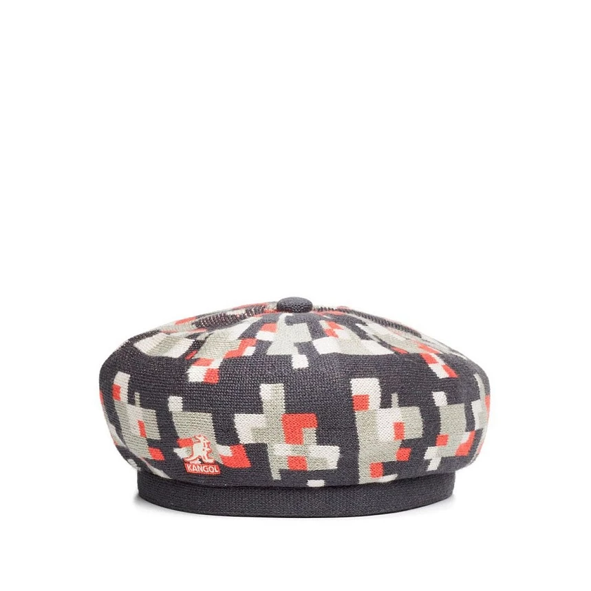 Pixelated plaid beret