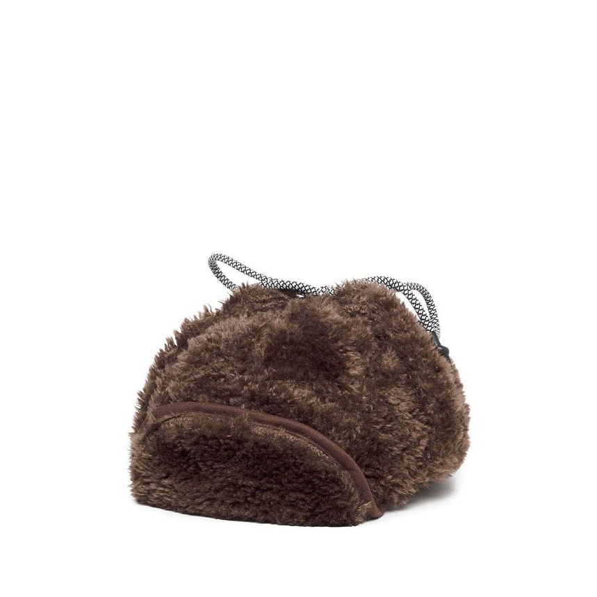 Faux shearling utility flap cap